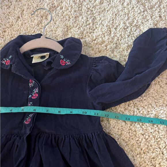 Laura Ashley Mother & Child Blue Corduroy Embroidered Floral Cotton Dress 3-4 - Picture 8 of 9